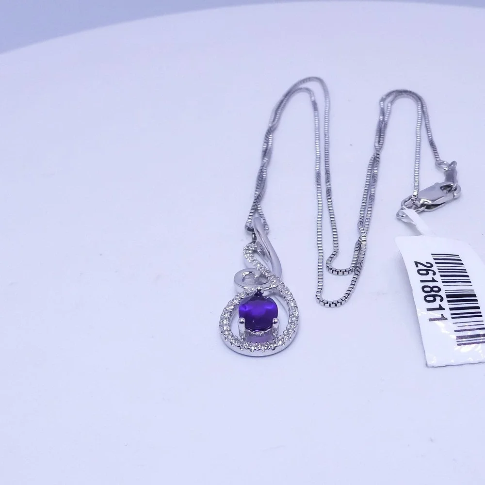 Chuck Clemency Sterling Silver 925 Purple Amethyst & White Topaz 18